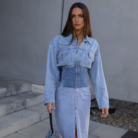 ZARA TRF DENIM CORSET TOP - Picture 6 of 6